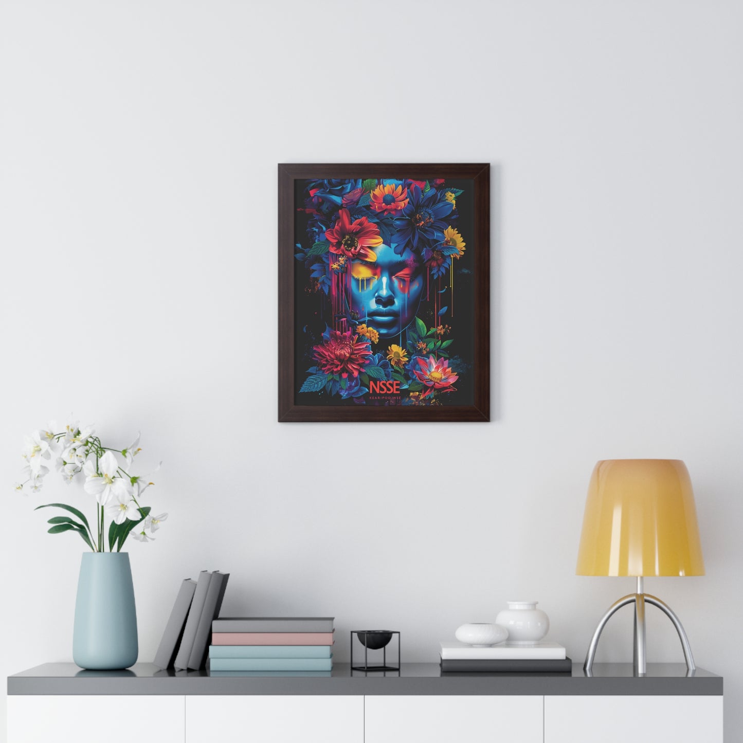 Neon Blossom: Cyberpunk Floral Muse - NSE Exclusive Canvas Print