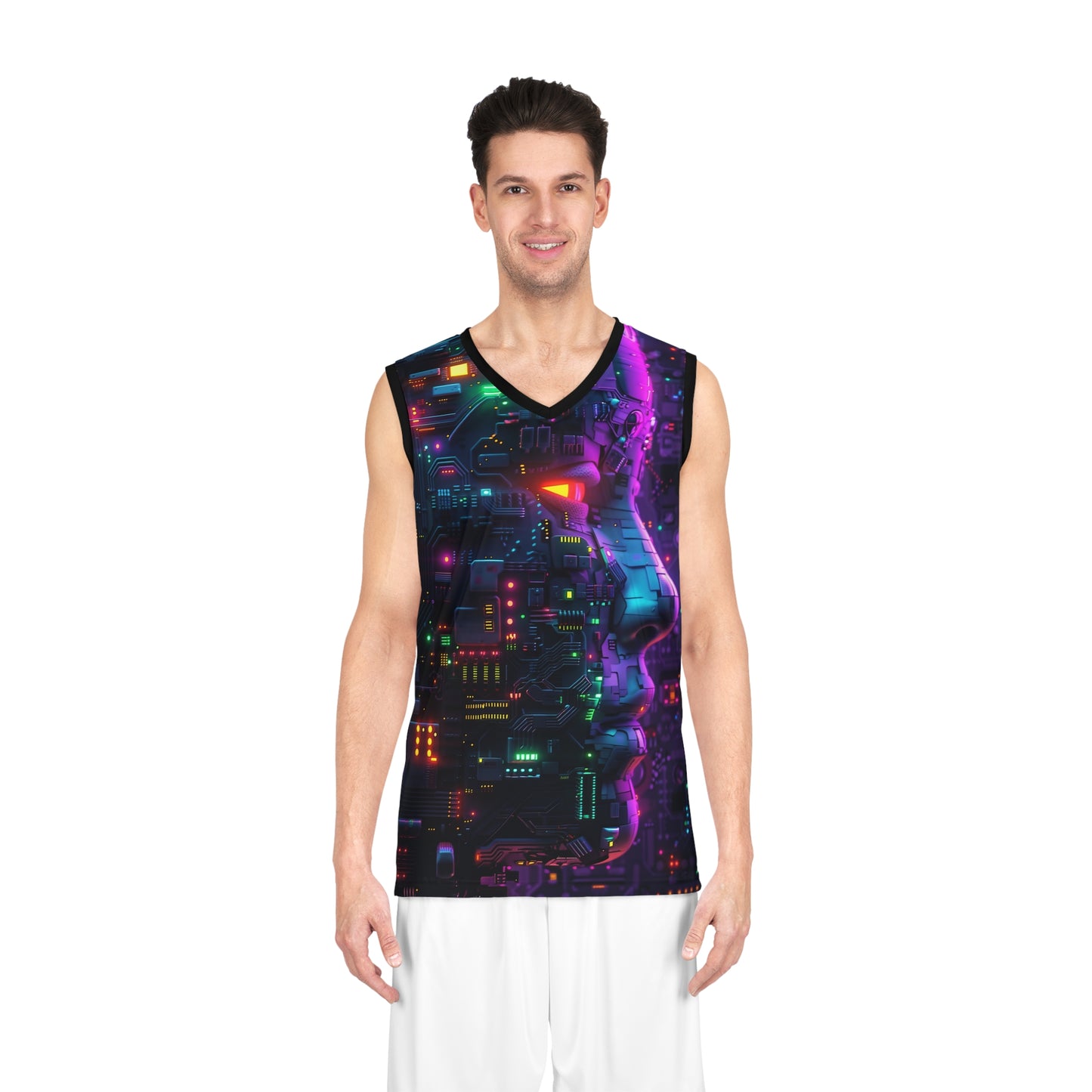 Neon Circuitry: Cyberpunk Portrait Tank Top by Marquese 'Nonstop' Scott