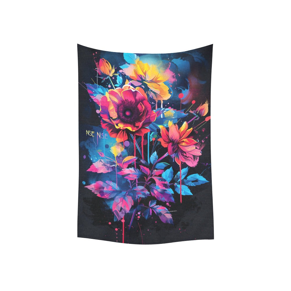 Floral Neon Bloom Tapestry: NSE Exclusive Edition Wall Tapestry 40"x 60"