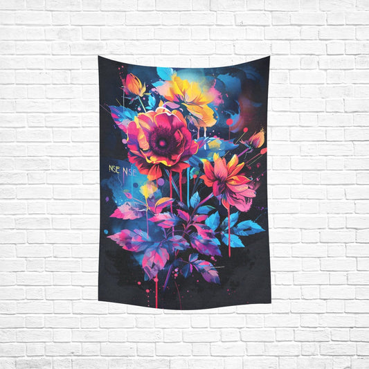 Floral Neon Bloom Tapestry: NSE Exclusive Edition Wall Tapestry 40"x 60"